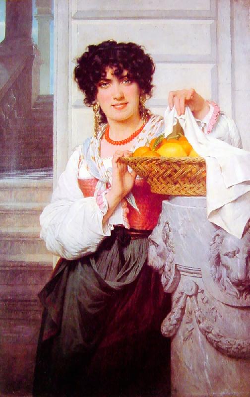 Pierre-Auguste Cot Pisan Girl with Basket of Oranges and Lemons oil painting image